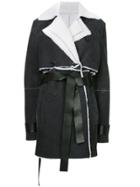 Unravel Project Shearling Double Trench Coat - Black