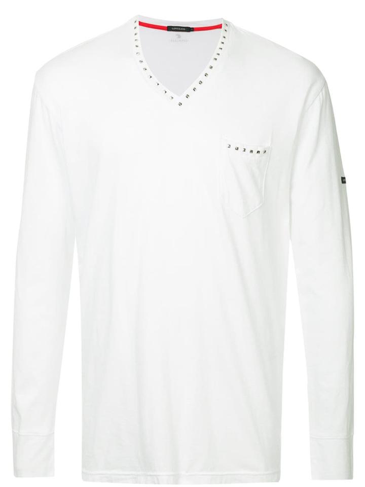 Loveless Studded Plain T-shirt - White