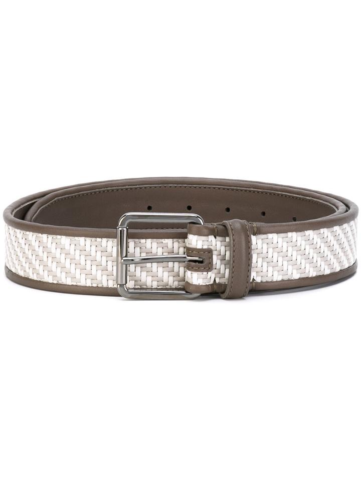Ermenegildo Zegna - Woven Belt - Men - Leather - 110, Grey, Leather