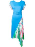 Emilio Pucci Shell Print Belted Asymmetric Dress - Blue