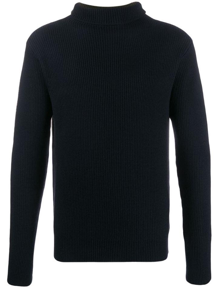 Barena Contrast Knit Roll Neck Sweater - Blue