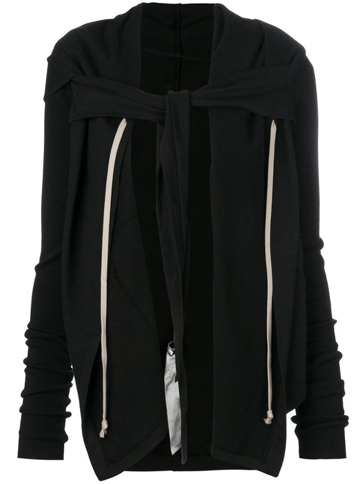Rick Owens Drkshdw Draped Open-front Hoodie - Black