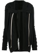 Rick Owens Drkshdw Draped Open-front Hoodie - Black