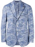 Gabriele Pasini Jacquard Blazer, Men's, Size: 50, Blue, Cotton/spandex/elastane/viscose
