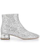Miu Miu Glitter And Crystal Embellished Ankle Boots - Silver