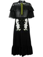 Vivetta Sheer Panel Flared Dress, Women's, Size: 42, Black, Viscose/silk