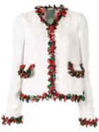 Dolce & Gabbana Ruffle-trim Tweed Jacket - White
