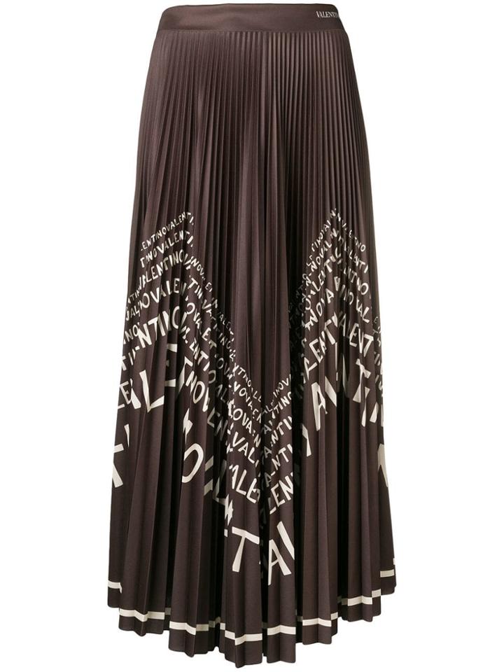 Valentino Slogan Pleated Midi Skirt - Green