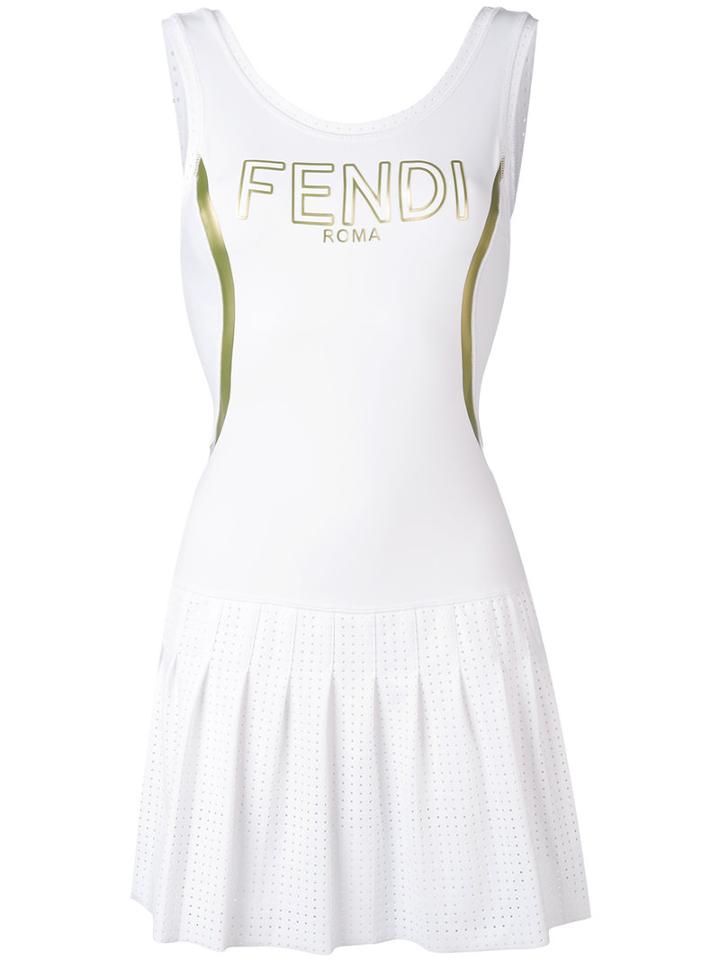 Fendi - Ff Logo Short Dress - Women - Polyamide/spandex/elastane - 38, White, Polyamide/spandex/elastane