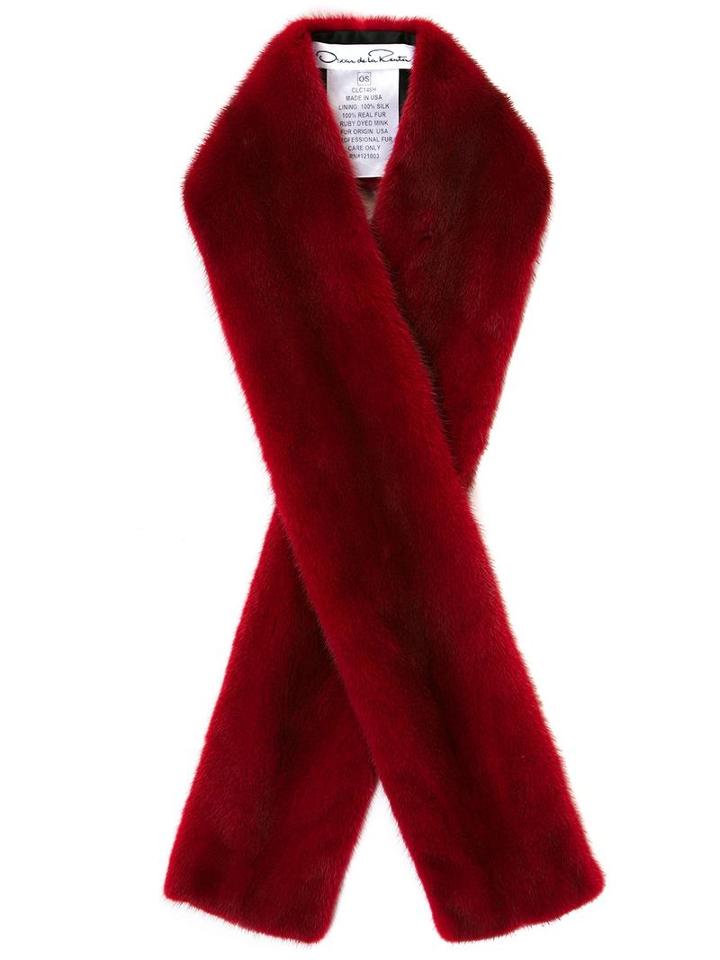 Oscar De La Renta Mink Fur Scarf, Women's, Red, Silk/mink Fur