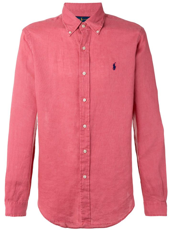 Polo Ralph Lauren Embroidered Logo Shirt, Men's, Size: Medium, Red, Linen/flax