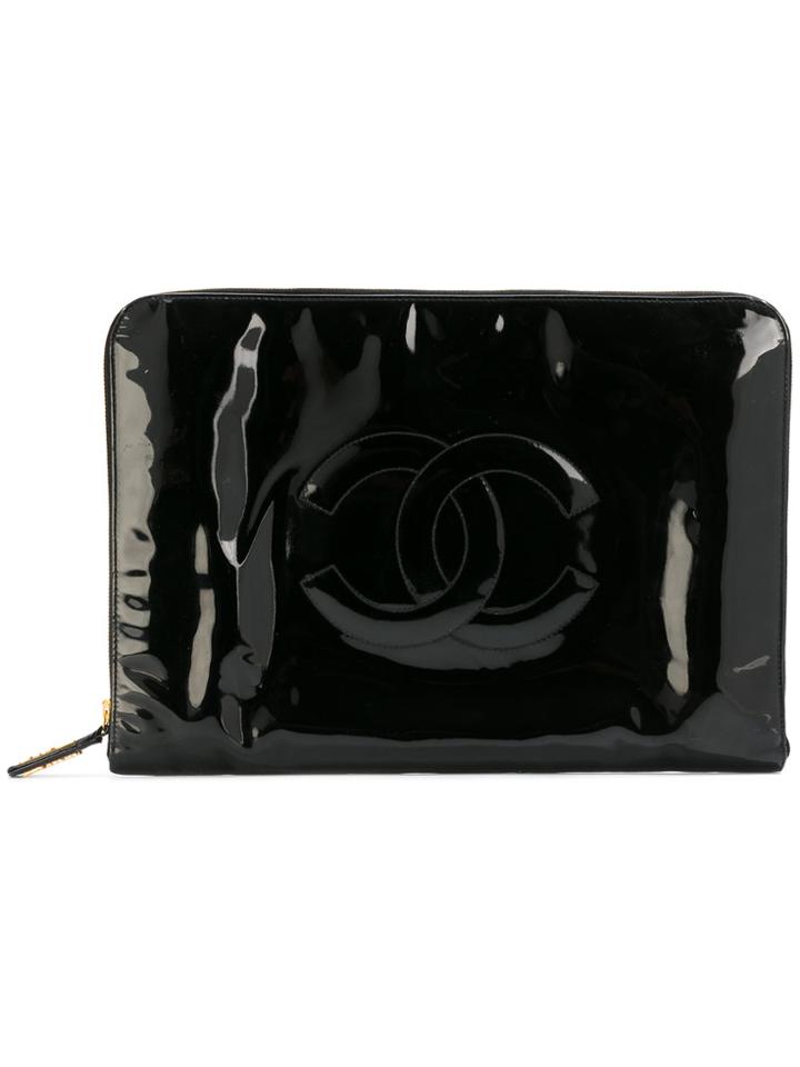 Chanel Vintage Logo Clutch Bag - Black