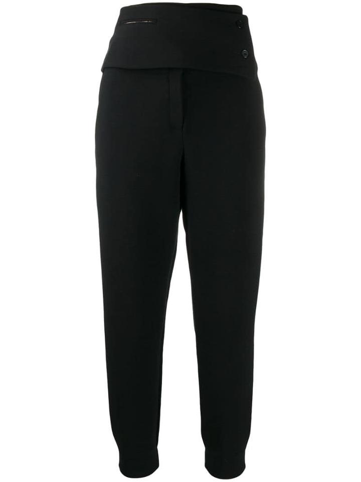 Balossa White Shirt Off-centre Button Fastening Trousers - Black