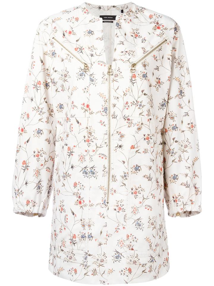 Isabel Marant Telka Floral Shirt Dress, Women's, Size: 40, White, Cotton