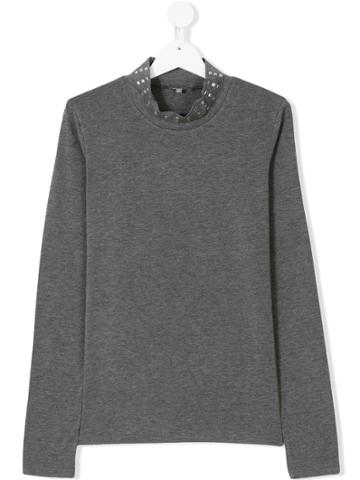 Miss Grant Kids Embellished Turtleneck Top - Grey