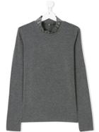 Miss Grant Kids Embellished Turtleneck Top - Grey