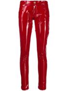 Frankie Morello Glossy-effect Skinny Trousers - Red