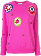 Moschino Floral Appliqué Sweater - Pink