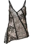 Jason Wu Lace Panelled Camisole, Women's, Size: 4, Black, Silk