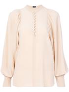 Joseph Puffy Sleeves Buttoned Blouse - Nude & Neutrals