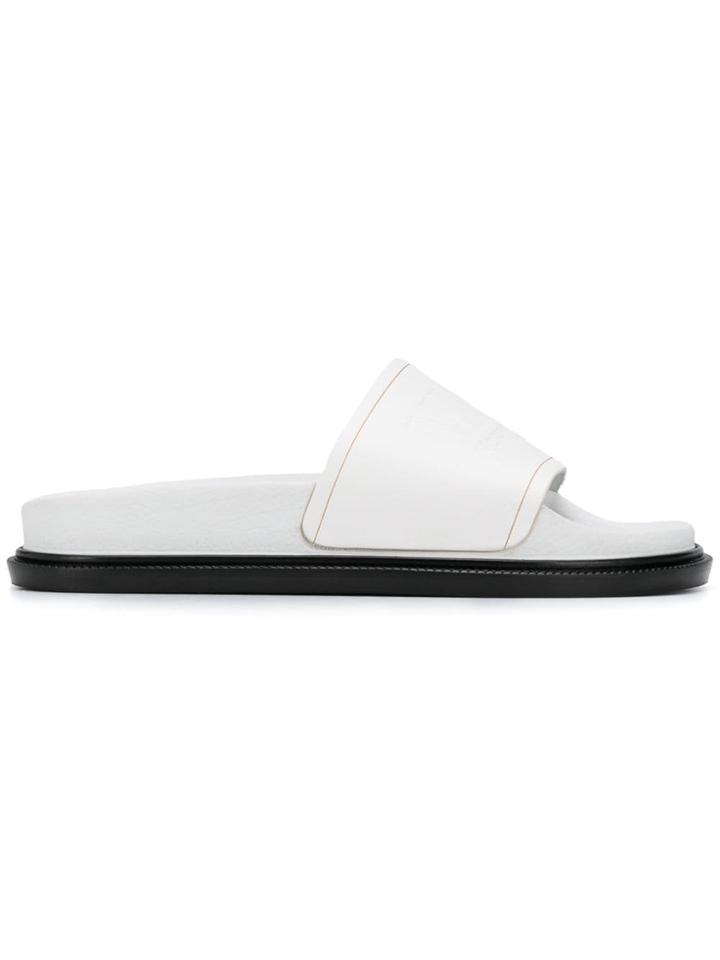 Mm6 Maison Margiela Embossed Logo Slides - White