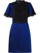 Reinaldo Lourenço Lace Panel Dress, Women's, Size: 40, Blue, Silk