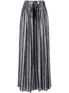 Lanvin Floral Striped Skirt, Women's, Size: 36, Black, Silk