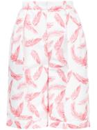 Dalood - Feather Print Oversized Shorts - Women - Silk/polyester - 34, White, Silk/polyester