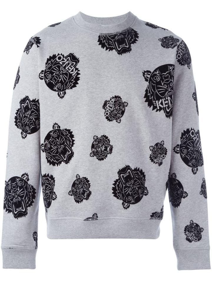 Kenzo Tiger Pattern Sweatshirt, Men's, Size: Xs, Grey, Cotton