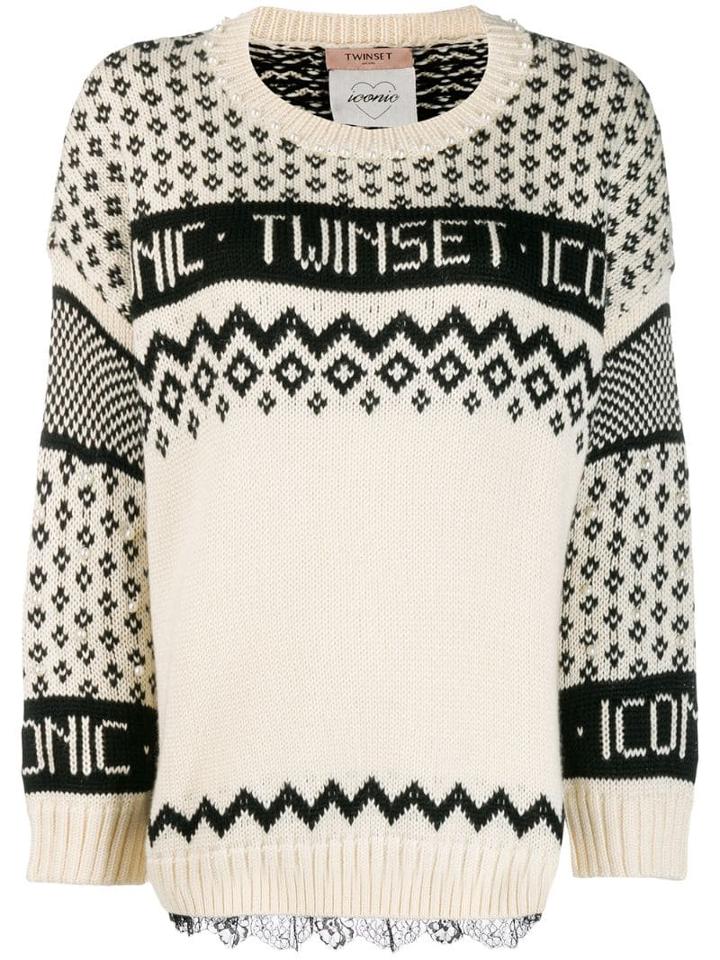 Twin-set Logo Knit Jumper - White
