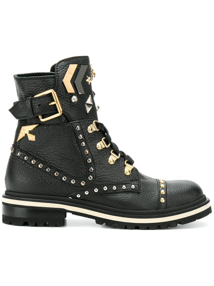 Fabi Stud Embellished Boots - Black