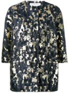 Gianluca Capannolo Metallic Jacquard Jacket, Women's, Size: 48, Blue, Cotton/polyester/nylon/acetate