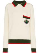 Burberry Olivine Contrasting Collar Knitted Jumper - Neutrals