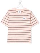 Calvin Klein Kids Logo Striped T-shirt - Pink
