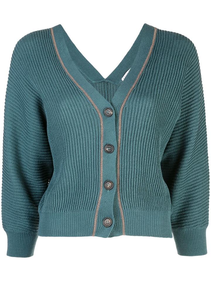 Brunello Cucinelli Ribbed Knitted Cardigan - Green