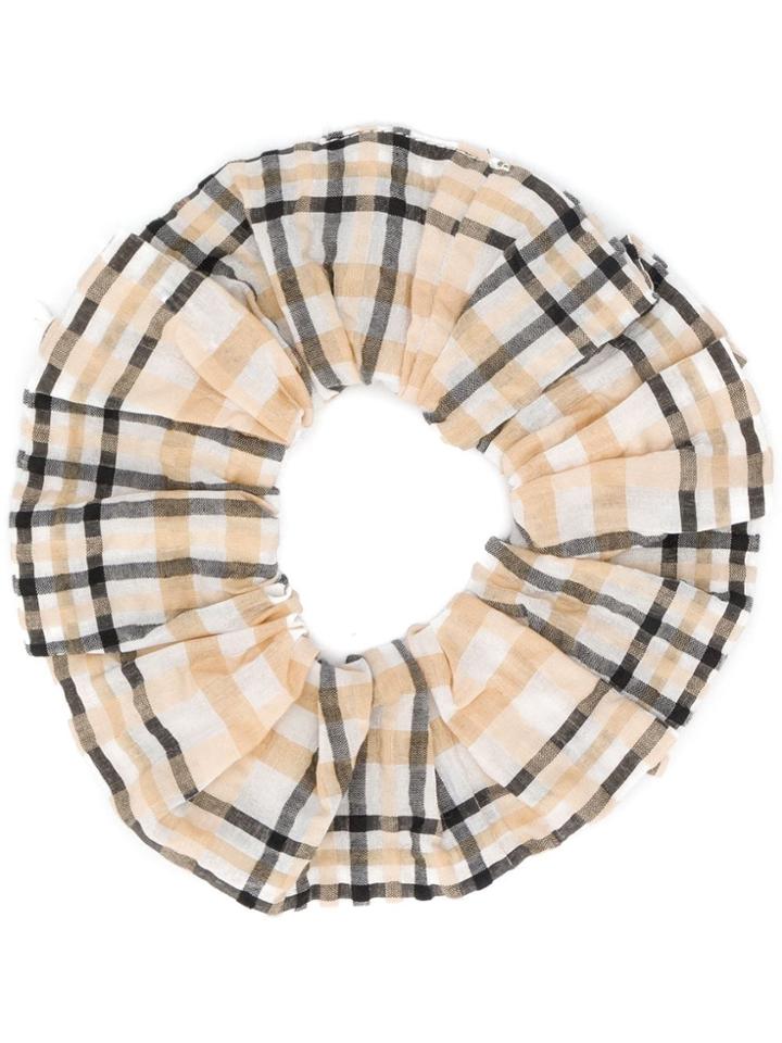 Ganni Check Print Scrunchie - Neutrals