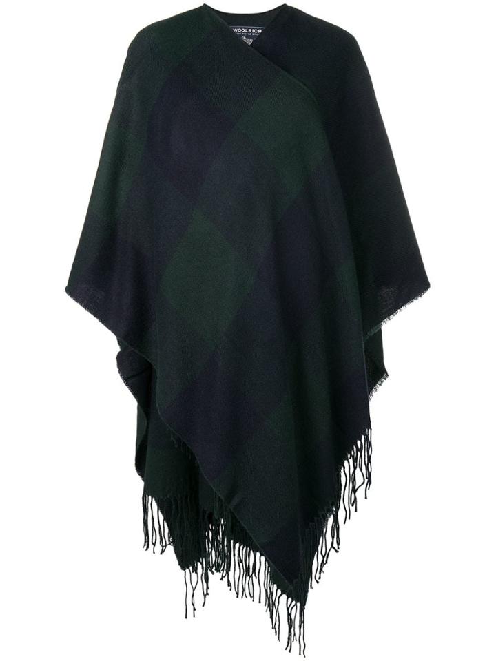 Woolrich Check Poncho - Blue