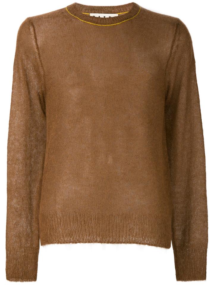 Marni Contrast Trim Jumper - Brown
