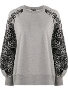Ann Demeulemeester Floral Embroidered Sleeve Sweatshirt - Grey