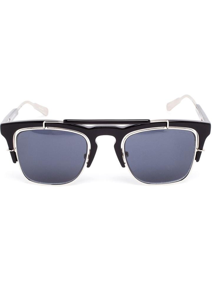 Linda Farrow Gallery 'kris Van Assche 66' Sunglasses, Men's, Black, Triacetate/glass/metal (other)