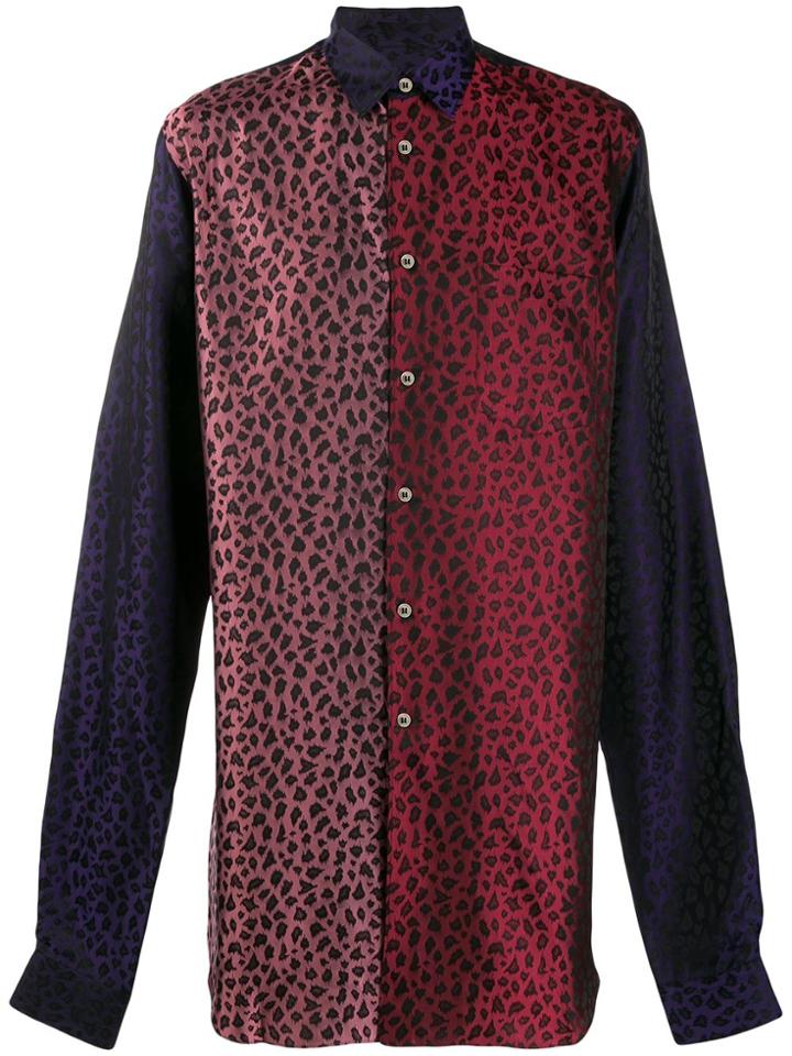 Comme Des Garçons Homme Plus Leopard Print Panelled Long-line Shirt -