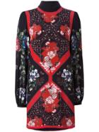 Alexander Mcqueen Floral Table Cloth Mini Dress With Scarf Detail -
