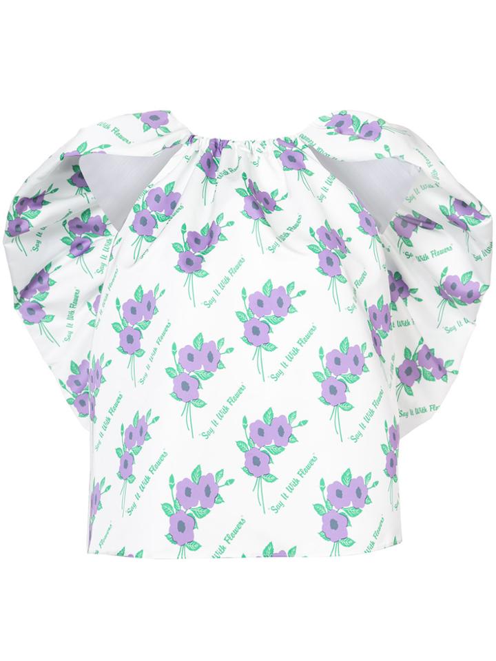 Rosie Assoulin Floral Ruffle Top - White