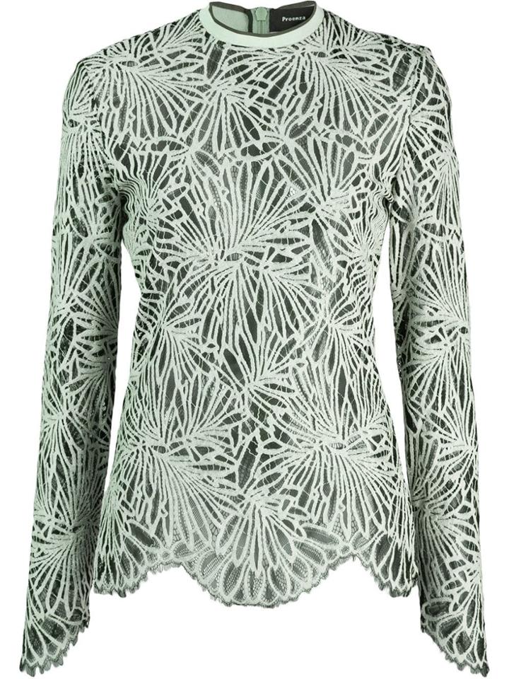 Proenza Schouler Lace Long Sleeve Top - Green