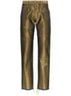 Marques'almeida Mid-rise Slim Leg Cotton Blend Trousers - Gold