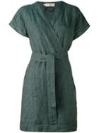 Cotélac - Drawstring Wrap Dress - Women - Linen/flax - 1, Green, Linen/flax