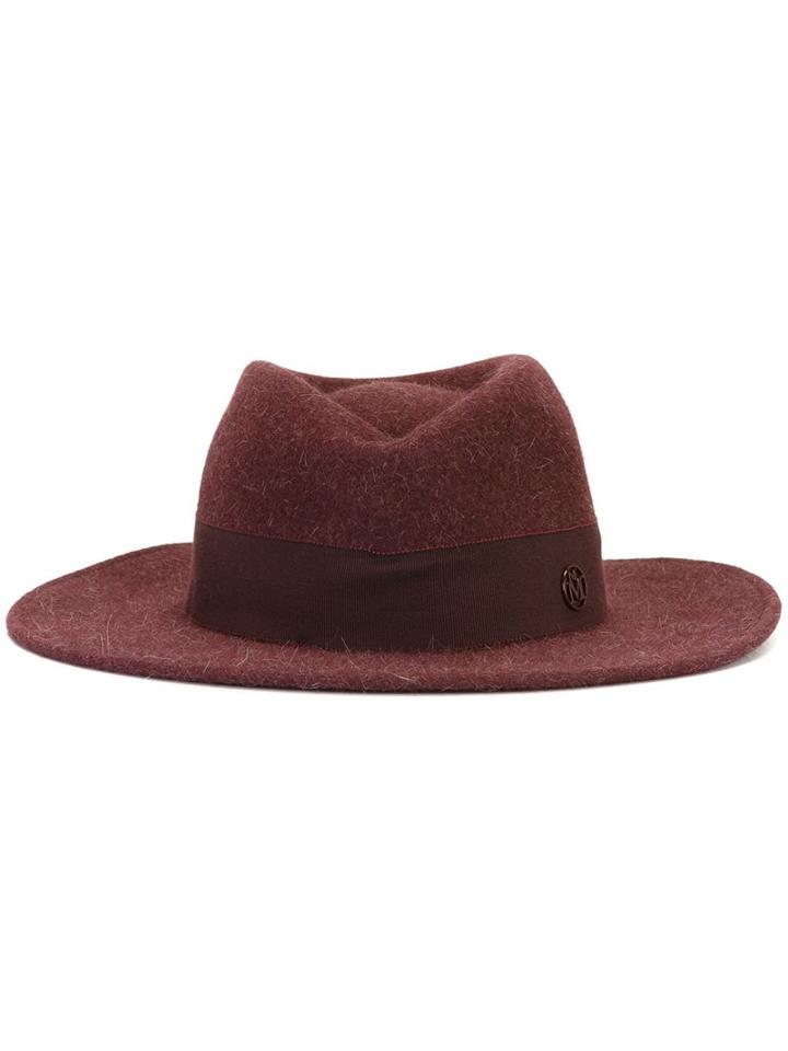 Maison Michel Fedora Hat, Women's, Size: Medium, Red, Cotton/wool