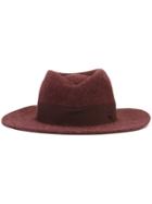 Maison Michel Fedora Hat, Women's, Size: Medium, Red, Cotton/wool