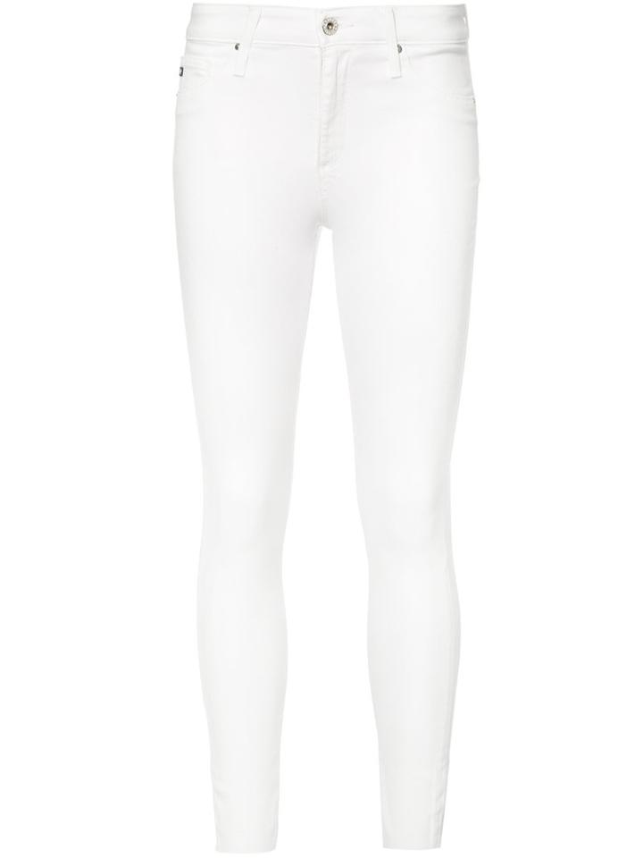 Ag Jeans Cropped Super Skinny Jeans, Women's, Size: 24, White, Cotton/polyester/polyurethane/lyocell