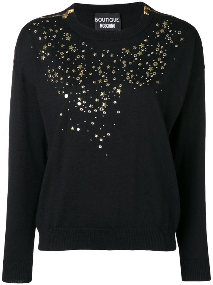 Boutique Moschino Star Studded Sweater - Black